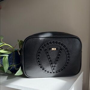 Valentino Black Textured Crossbody Bag with original dust bag